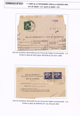 AVIS DE RECEPTION 1860-1958, Collection d'exposition