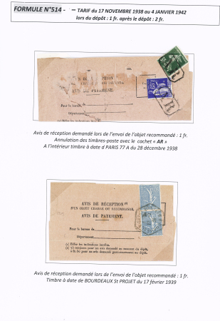 AVIS DE RECEPTION 1860-1958, Collection d'exposition