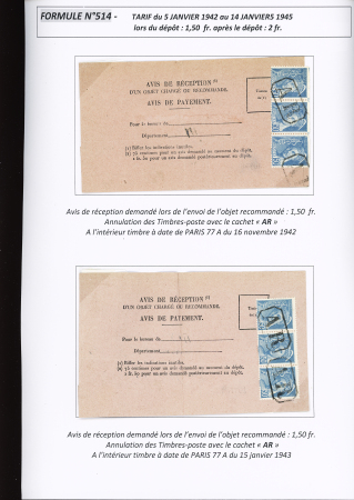 AVIS DE RECEPTION 1860-1958, Collection d'exposition
