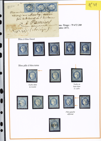1870-1872, Emission Siège et Cérès dentelée, collection