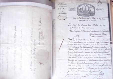 1848, Album vert de documents anciens dont congés de