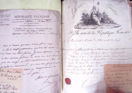 1848, Album vert de documents anciens dont congés de