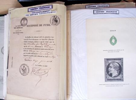 1860-70, Second Empire : épreuves de timbres fiscaux,