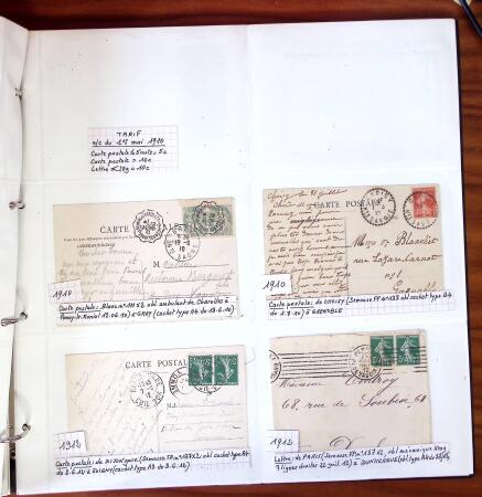 1750-1947, Collection de lettres classées par TARIFS