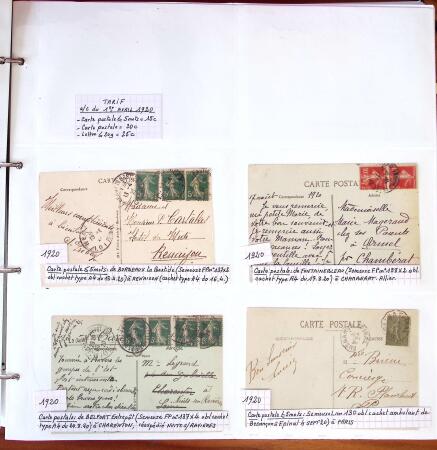 1750-1947, Collection de lettres classées par TARIFS