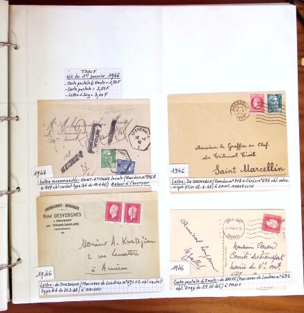 1750-1947, Collection de lettres classées par TARIFS