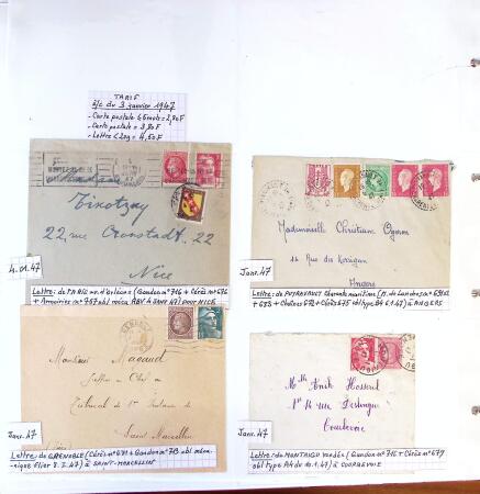 1750-1947, Collection de lettres classées par TARIFS