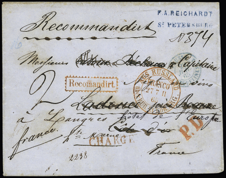 1865 (14 July) Double-weight registered envelope from