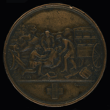 Médaille en cuivre : "ambulances de la presse - 1870 - 1871 - annexes de Ministère de la guerre". TB