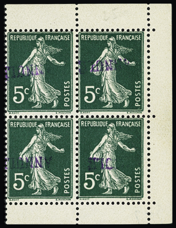 N°137, bloc de 4 non dentelé CDF de feuille témoin,