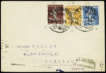 Grand Liban n°5 + 6 + 23 OBL grand CAD à pont "Beyrouth RP" (1924) sur lettre pour Bordeaux. TB