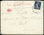 N°140 OBL Nevers Nièvre" (1911) pour Vinh Annam (1911) avec mention manuscrite à l'encre rouge "Voie transsibérienne". TB