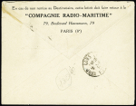N°140 (def) OBL CAD 1 cercle "Port-Saïd Egypte" (1924) + griffe "paquebot" sur env. "lettre-océan" avec formule bleue "lettre-océan" provenance paquebot Ville de Metz. TB