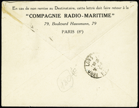 N°140 (def) OBL CAD 1 cercle "Port-Saïd Egypte" (1924) + griffe "paquebot" sur env. "lettre-océan" avec formule bleue "lettre-océan" provenance paquebot Ville de Metz. TB
