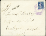 N°140 OBL cachet violet "Cie de navigation sud-Atlantique Alba" sur lettre avec griffe noire "Paquebot". TB