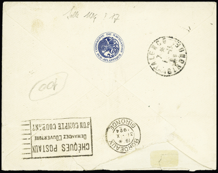N°140 OBL cachet violet "Cie de navigation sud-Atlantique Alba" sur lettre avec griffe noire "Paquebot". TB