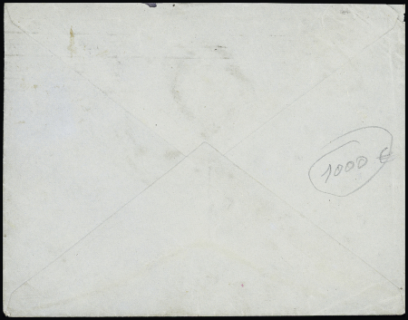 N°140 OBL mec "Paris XVI place Chopin" (1923) sur lettre adressée à André Leralle à Papeete avec colonies générales timbres-taxe n°18, bloc de 4 CDF + timbre taxe n°19 OBL CAD "Papeete Tahiti". RR et TB. Certifi