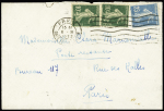 N°140 + 159, 2 pièces, OBL mec "Paris gare Saint Lazare" (1923) sur lettre en taxe de poste restante prépayée par l'expéditeur. TB