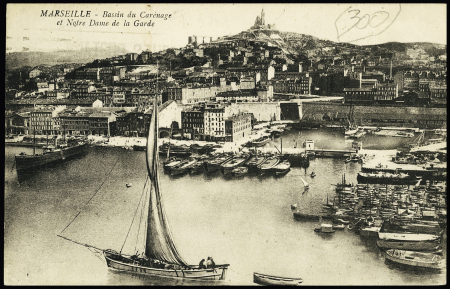 N°140, faux pour tromper la poste OBL mec de Marseille-gare (1922) sur carte postale. RR et TB