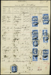 Idem. N°140, 2 pièces + n°176, 50c Pasteur, 12 pièces OBL hex "Wittersheim Bas-Rhin" (1925) sur procès-verbal d'enregistrement des conversations téléphoniques. TB