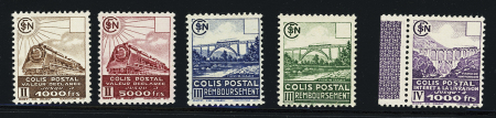 N°177a à 181a, les 5 ex. valeurs omises, neuf *,