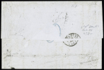 N°6B 1f carmin brun, obl. grille sur lettre de Paris