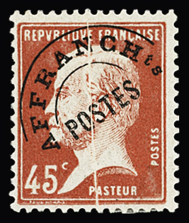 N°67 45c rouge "Pasteur" neuf *, variété pli accordéon