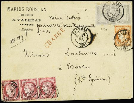 N°33 + 38 + 57 en bande de 3 obl. CàD T17 Valréas