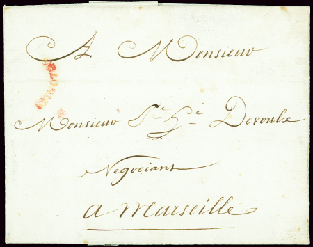 Lettre datée du Cap (3.10.1791) pour Marseille avec
