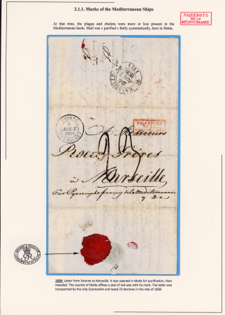 Lettre avec grand CAD "Smyrne (Turquie)" (1839) po