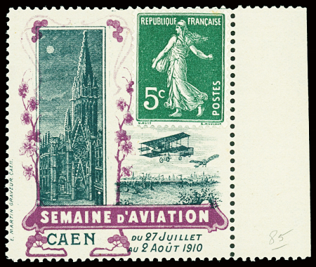 N°135 5c. vert, Porte Timbre "Semaine d'Aviation de