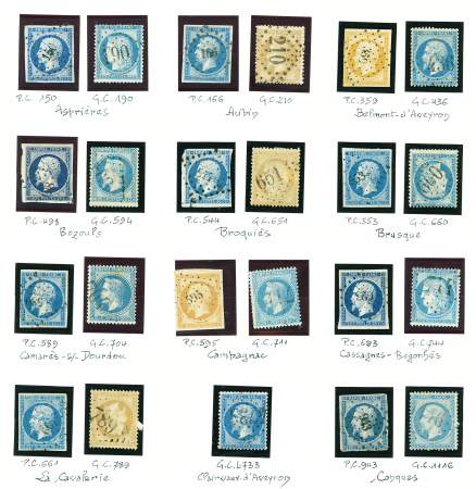 Lot de 118 PC et GC de l'Aveyron sur détachés. Bon
