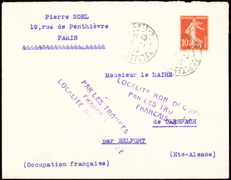 N°138 OBL Paris (1915) sur lettre pour Carspach pa