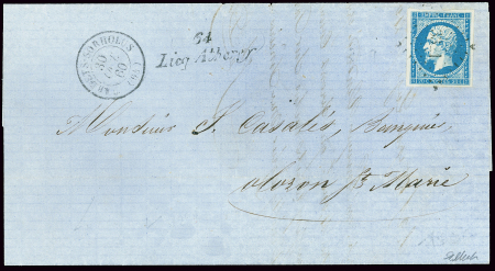 N°14 OBL PC + T15 + cursive "Licq Atherey" sur let