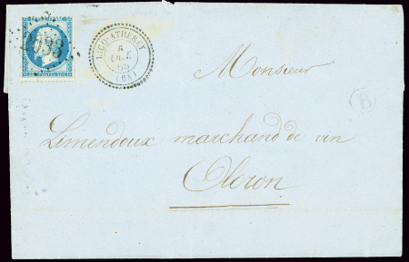 N°22 OBL GC 2033 + T22 "Licq Atherey (64)" (1865)
