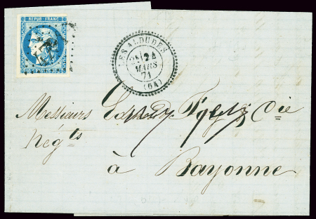 BASSES-PYRENEES N°46, 20c Bordeaux OBL GC 4791 + T24