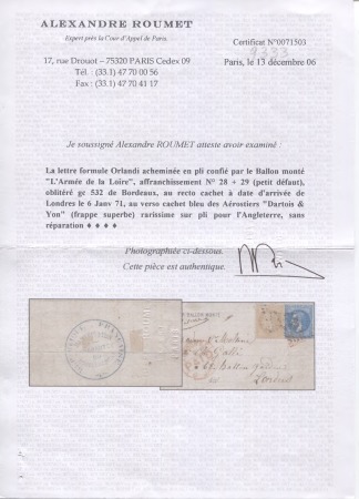L'ARMEE DE LA LOIRE n°28 + 29 OBL GC 532 (Bordeaux)