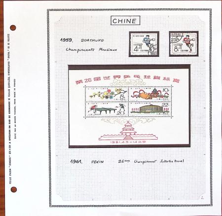 1959-1981, plusieurs séries de CHINE à thématique sportive