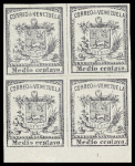 Lot comprising used 1/4c green and two mint blocks