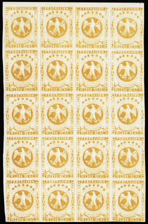 1863-64 1/2r Orange, mint block of twenty, full original