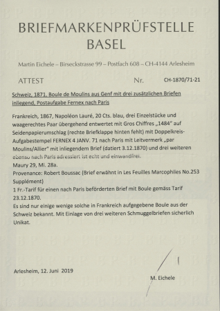 ZINNKUGELBRIEF AUS DER SCHWEIZ