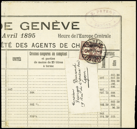 1894-99 5C bräunlichlila auf Drucksache von GENÈVE