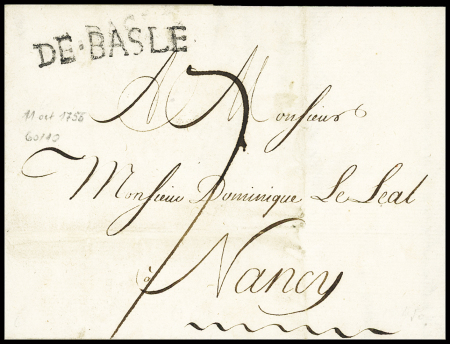 11. Okt 1756 - Basel nach Nancy - Faltbrief mit Langstempel