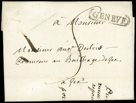 17. April 1751 - Genf nach Gex - Faltbrief mit Kastenstempel