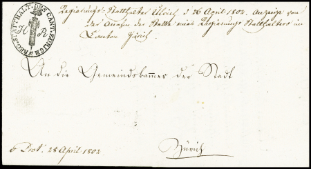 26. April 1802 - Zürcher Ortsfaltbrief mit Ovalstempel