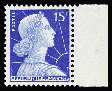 N°1010A Non émis, Marianne de Muller, 15f outremer