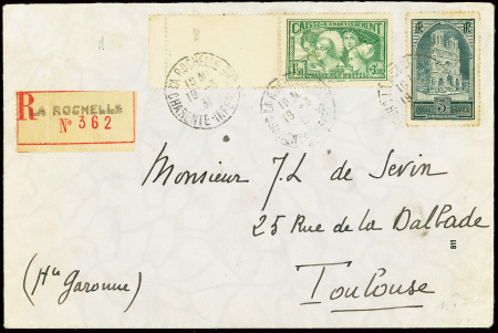 N°269 + 259 Sur lettre recommandé, pour Toulouse. TB.