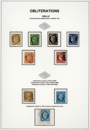 1849-1900, Oblitérations sur classiques et sage dont chargements, imprimés OL, OR etc, dont quelques OBL fausses, oblitérations ferroviaires bien représentées dans album bleu Schaubek