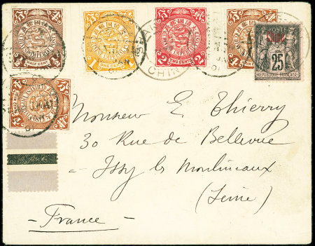 1901 Cover to France franked by French P.O. 25c Sage