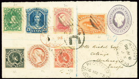 1895 Registered 3c Violet postal stationery from St.John